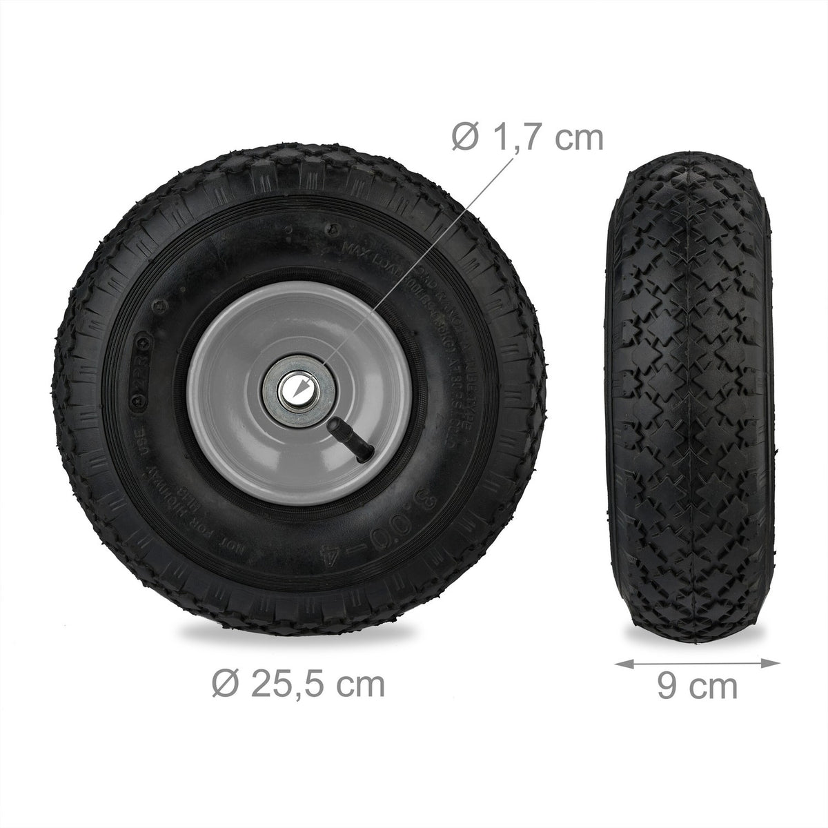 Bag loader wheels 2-pack with pneumatic tires