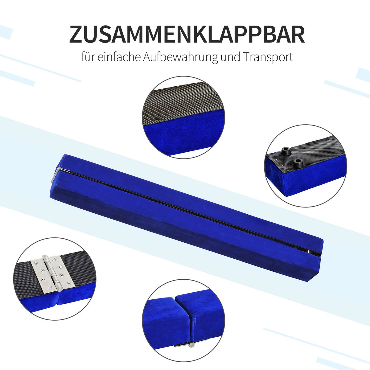 Balance Beam Gymnastics Beam Indoor/Outdoor, Foldable, Balance Beam, Up To 120 Kg, Blue, 210 Cm