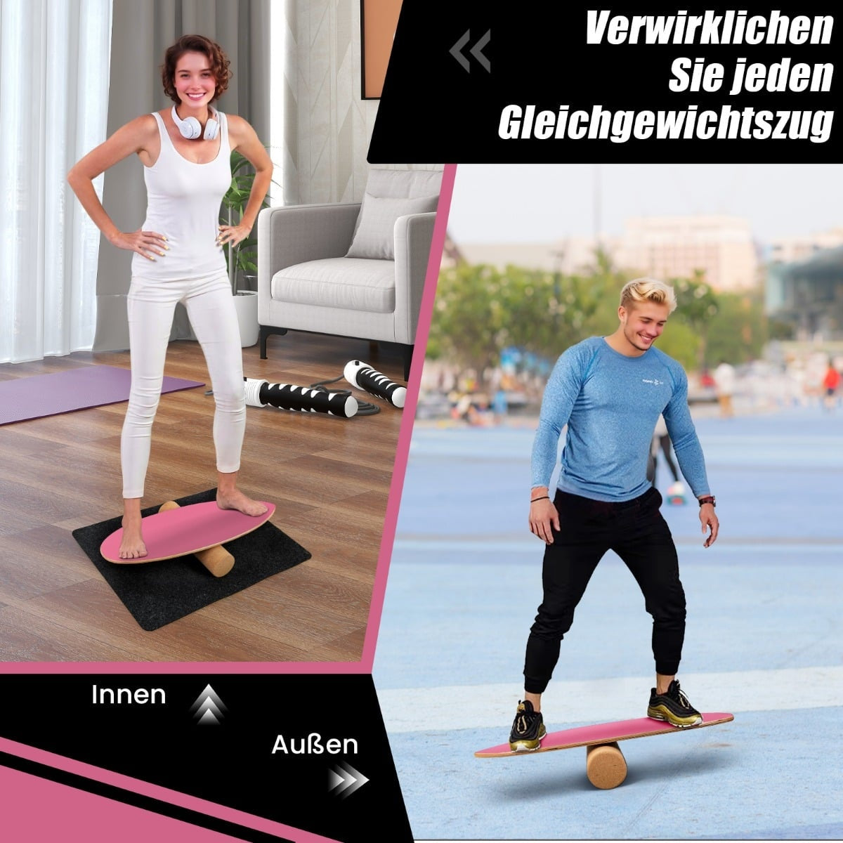 Balance Board Set with Cork Roller and Felt Mat