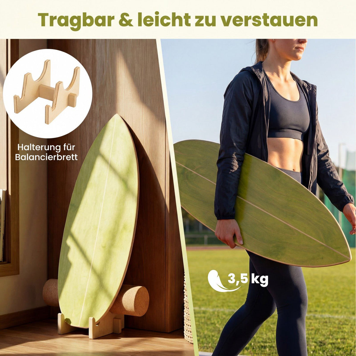 Balance Board Set with Cork Roller for Core Training