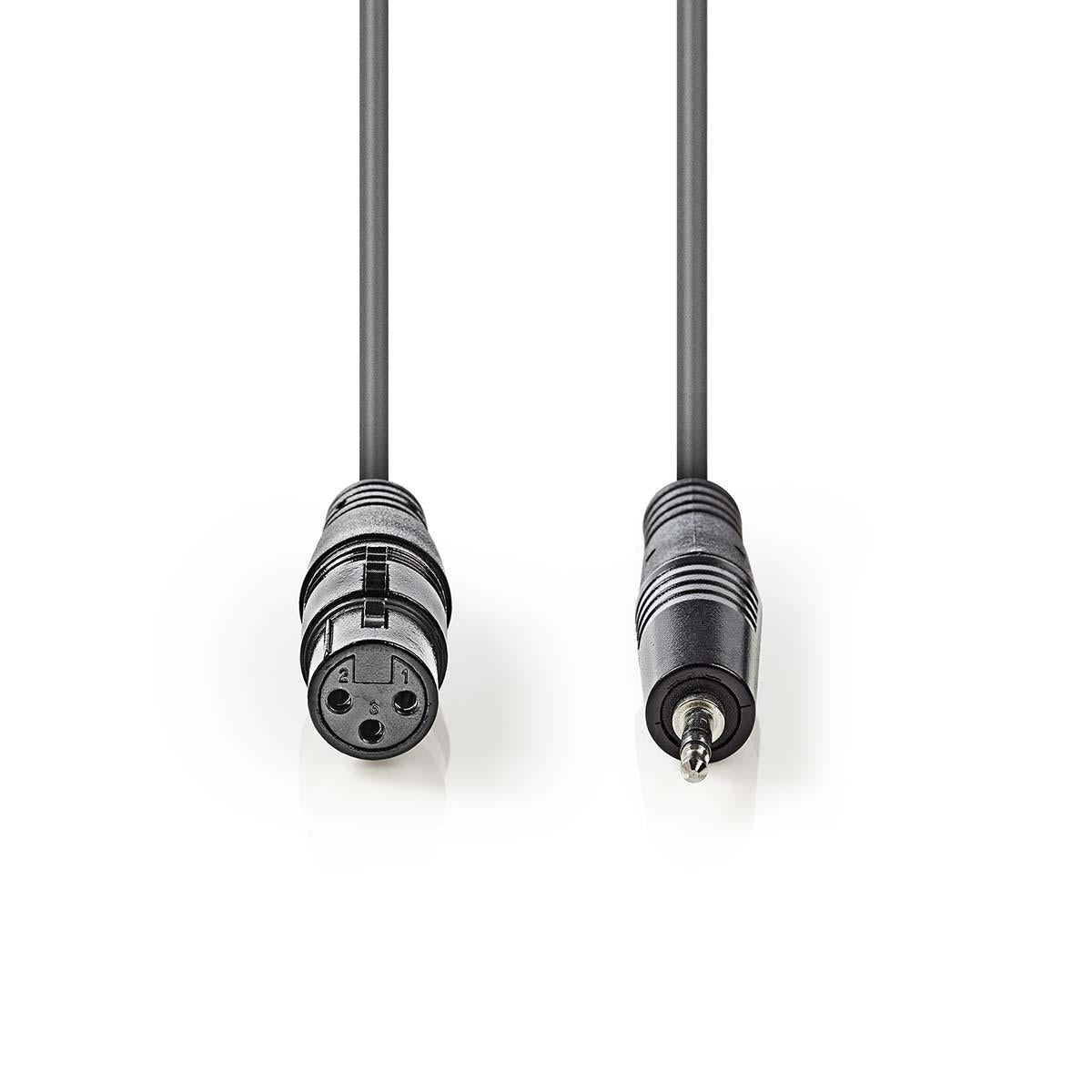 Balanced audio cable | XLR 3-pin female | 3.5 mm Male | Nickel Plated | 1.00 m | Round | PVC | Dark gray | Cardboard sleeve