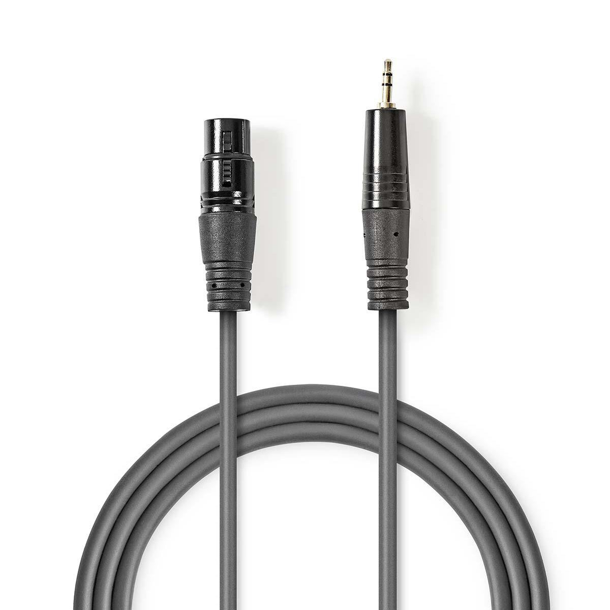 Balanced audio cable | XLR 3-pin female | 3.5 mm Male | Nickel Plated | 1.00 m | Round | PVC | Dark gray | Cardboard sleeve