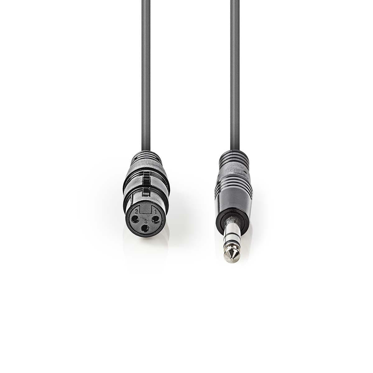Balanced audio cable | XLR 3-pin female | 6.35 mm Male | Nickel Plated | 1.50 m | Round | PVC | Dark gray | Cardboard sleeve