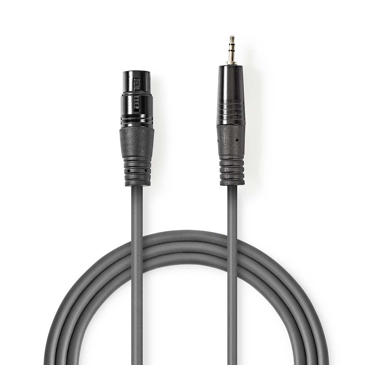 Balanced audio cable | XLR 3-pin male | 3.5 mm Male | Nickel Plated | 1.50 m | Round | PVC | Dark gray | Cardboard sleeve