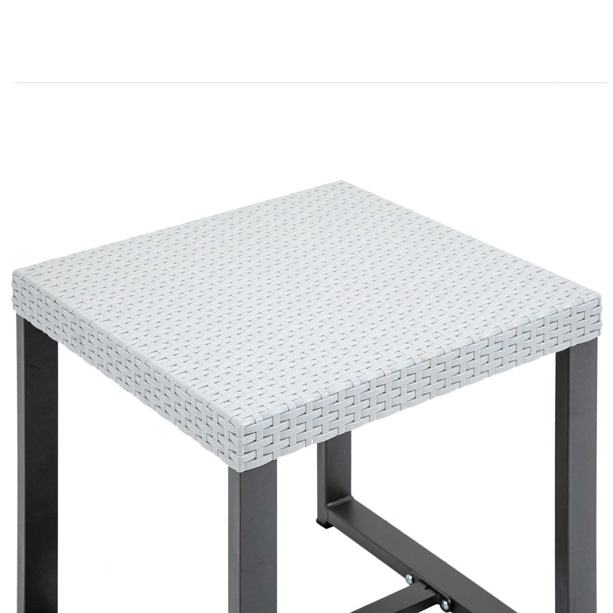 Balcony Furniture Set Garden Seating Group Side Table Seat Cushion Steel Black + Gray