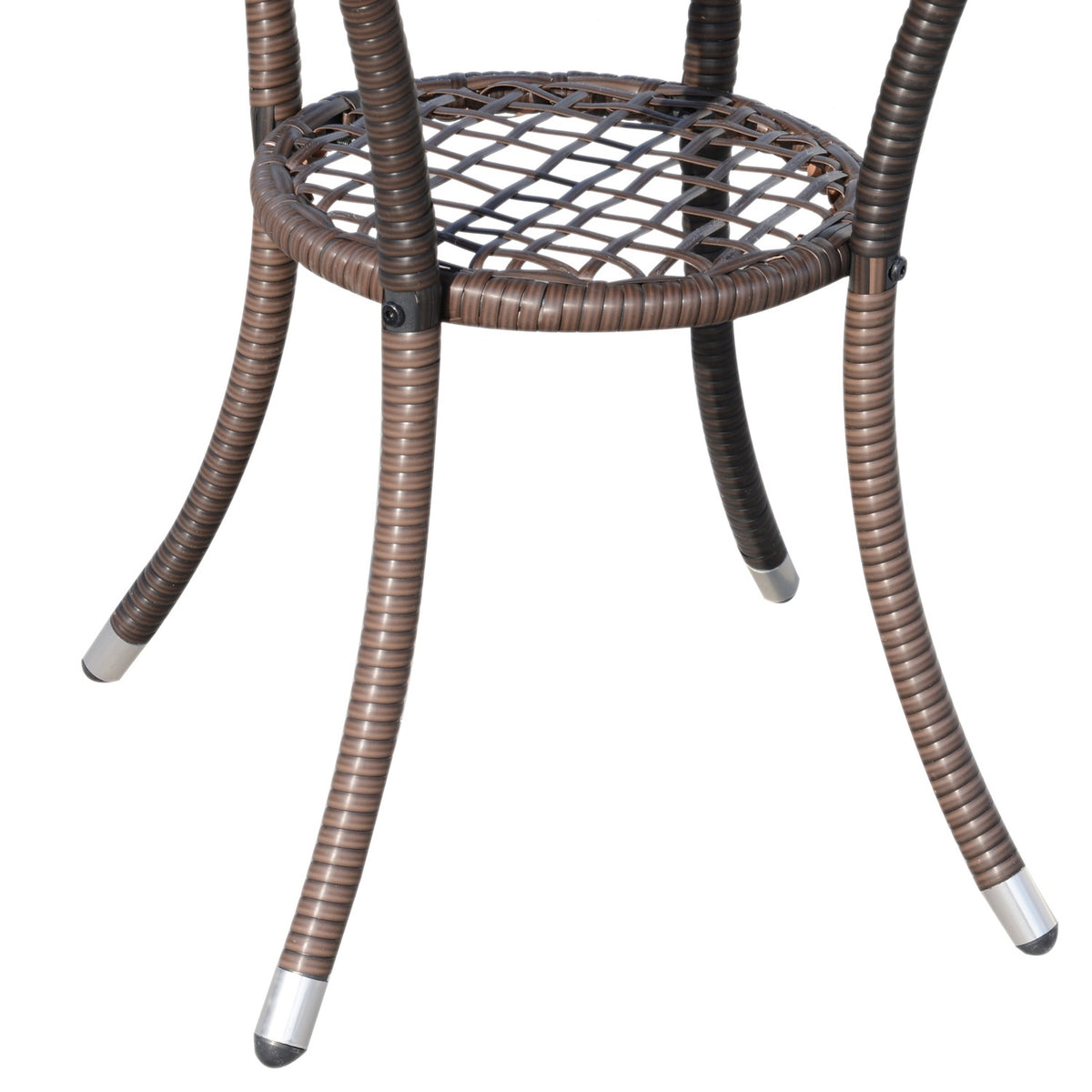 Balcony Furniture Set Seat Cushion Brown 60X58.5X89.5Cm Folding Rattan Bistro Set