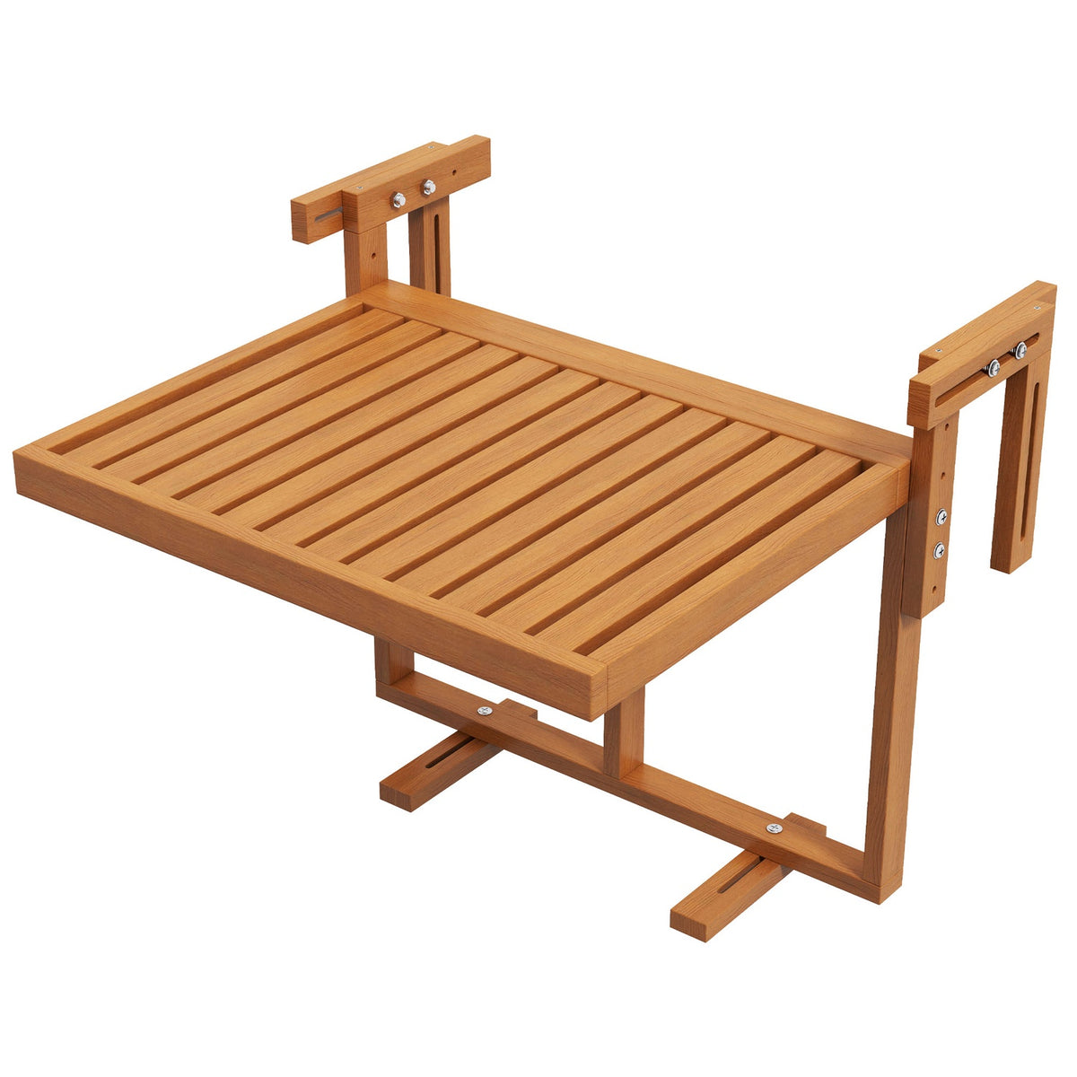 Balcony Table For Hanging, Foldable Balcony Hanging Table, Height-Adjustable Hanging Table, Can Hold Up To 20 Kg, Pine, 68 X 65 Cm, Teak