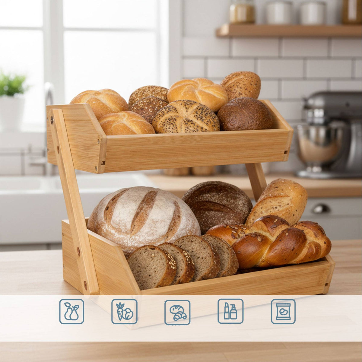 Bamboo 2-Tier Fruit Stand – Open Kitchen Storage