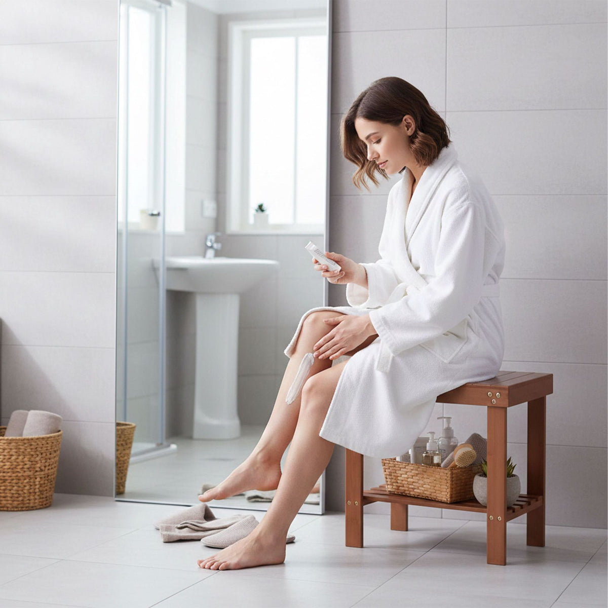 Bamboo Bath Stool – Two-Tier, Moisture-Resistant