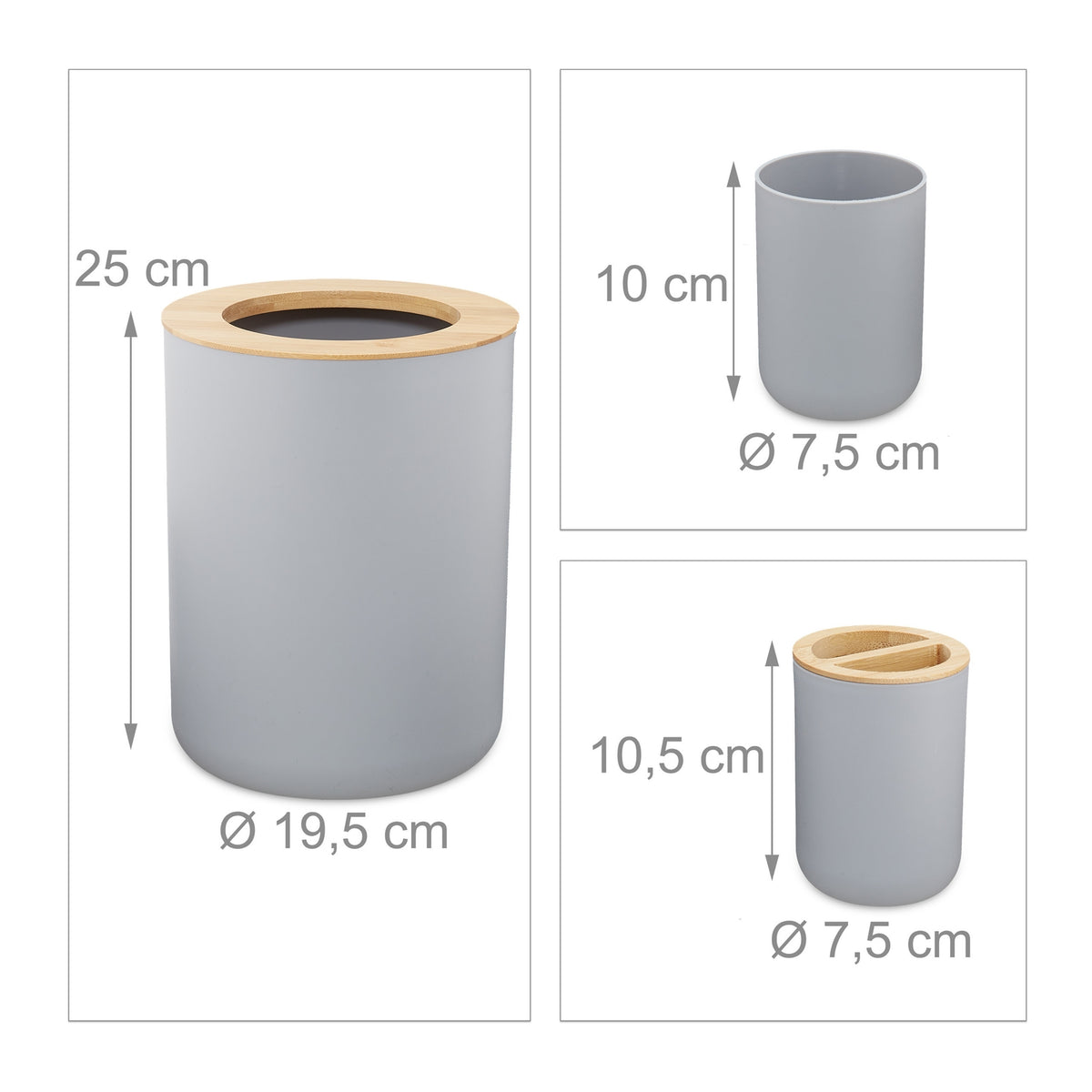 Bamboo Bathroom Accessories 6x Set