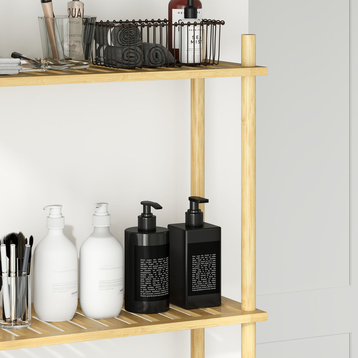 Bamboo Bathroom Shelf, 3-Tier Over-Toilet Organizer