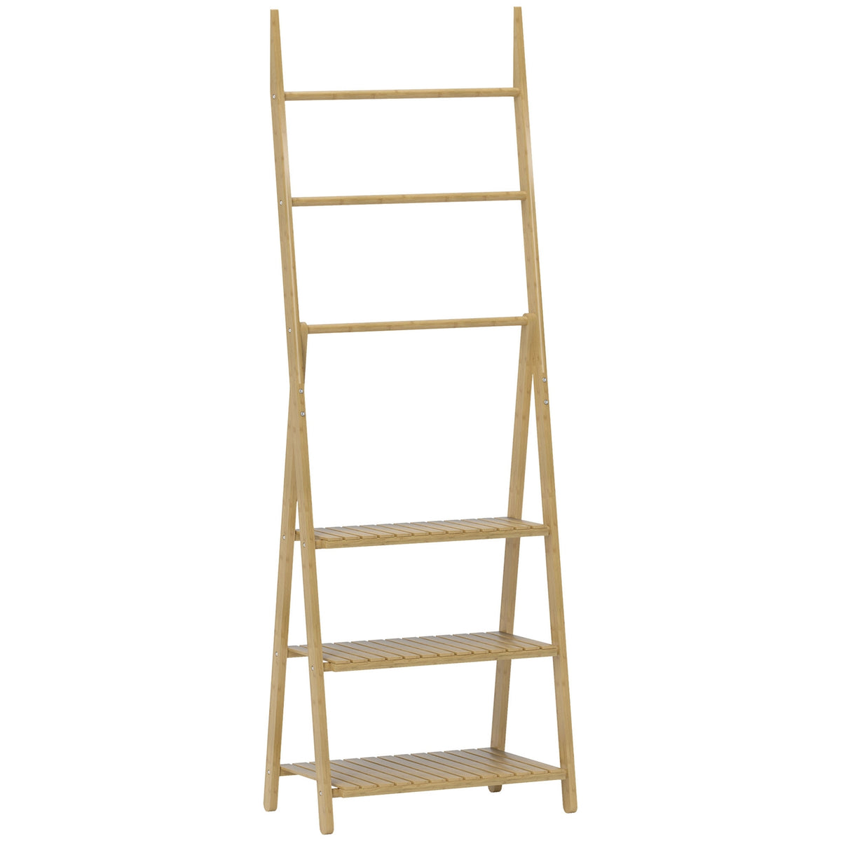 Bamboo Bathroom Shelf with 3 Tiers and Towel Holders