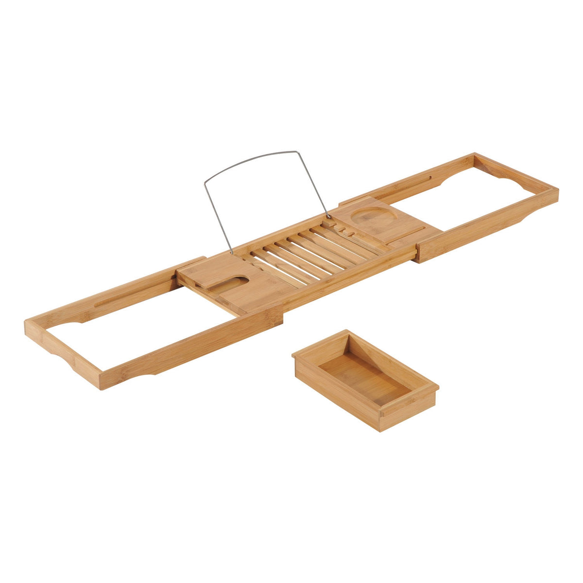 Bamboo Bathtub Shelf For Bathtub, Bathtub Bridge, Bathtub Cushion, Natural, Adjustable 70-105X21.8X5Cm