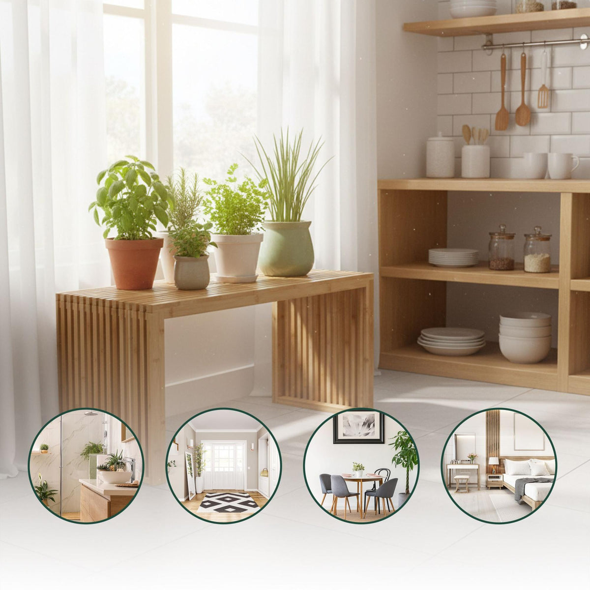 Bamboo Bench – Minimalist, Backless, Compact Design