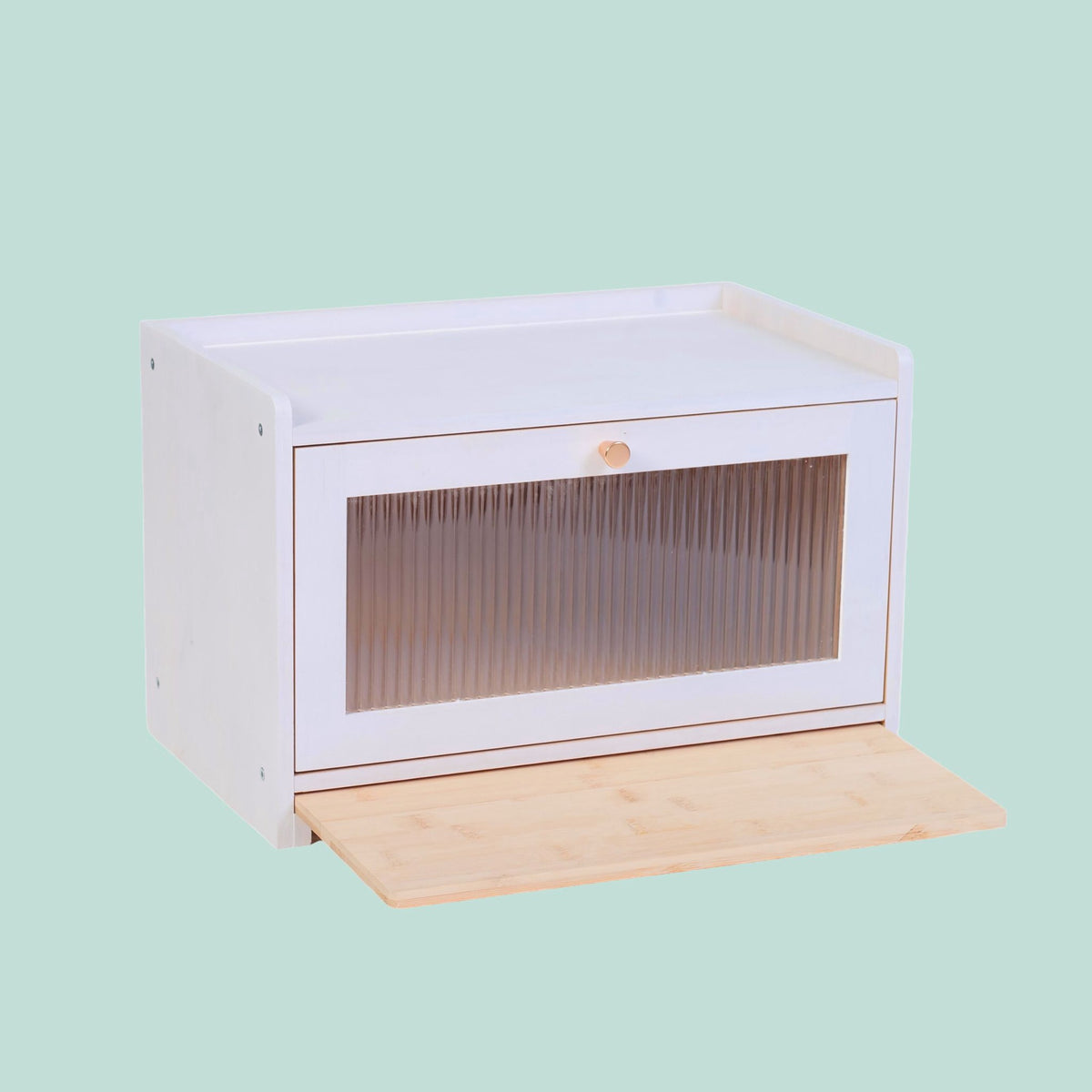 Bamboo Bread Bin With Cutting Board, Large Window
