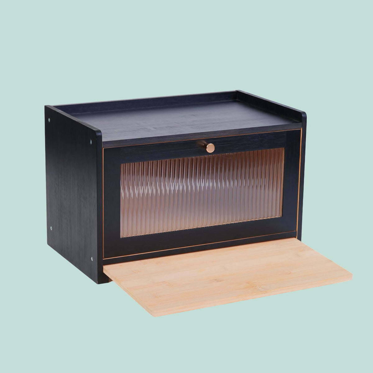 Bamboo Bread Bin with Cutting Board and Storage Shelf