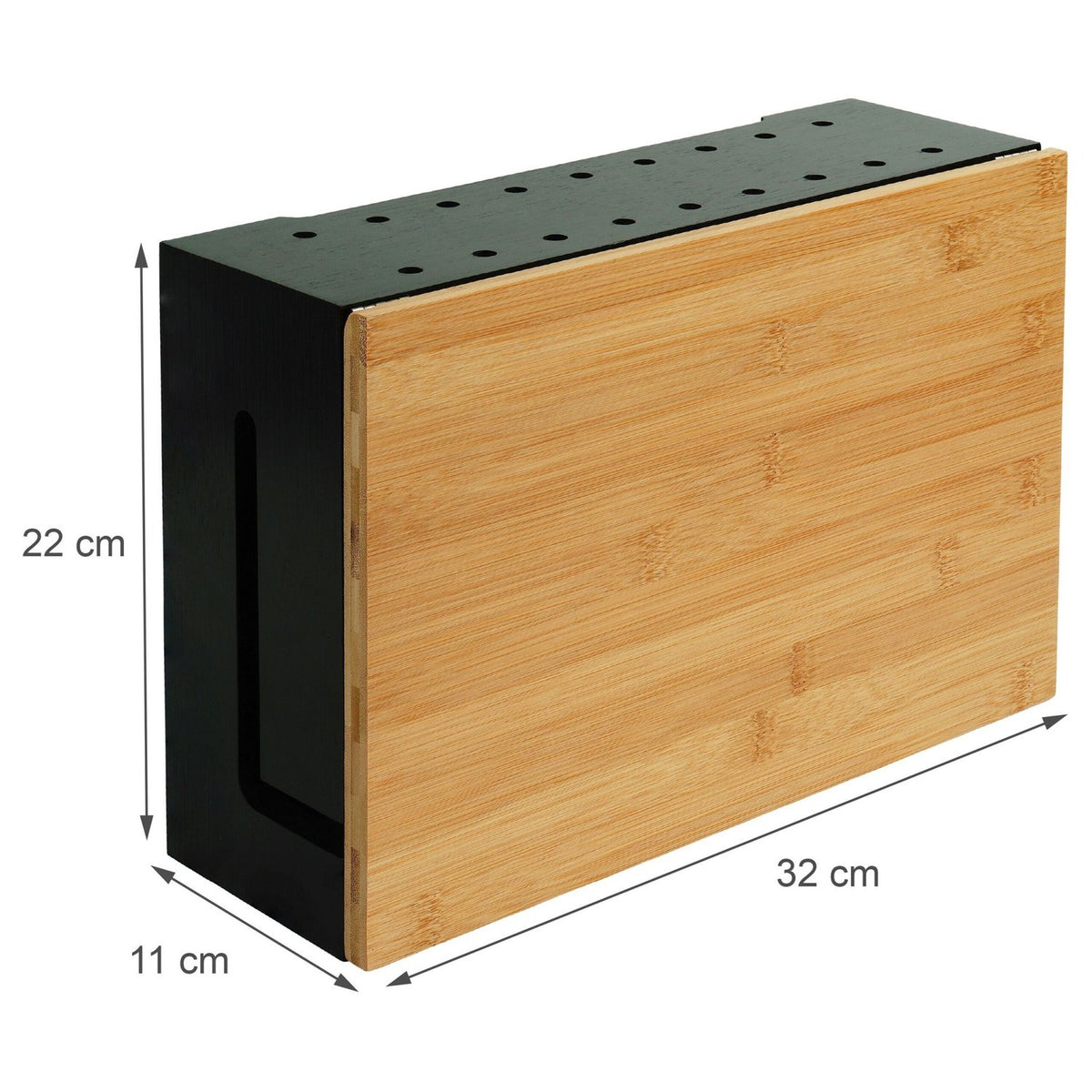 Bamboo Cable Storage Box with Lid – Conceals Power Strips