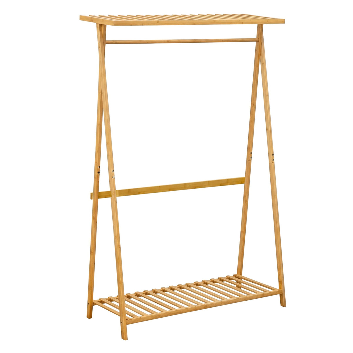 Bamboo Coat Rack with Shelves, Natural Finish