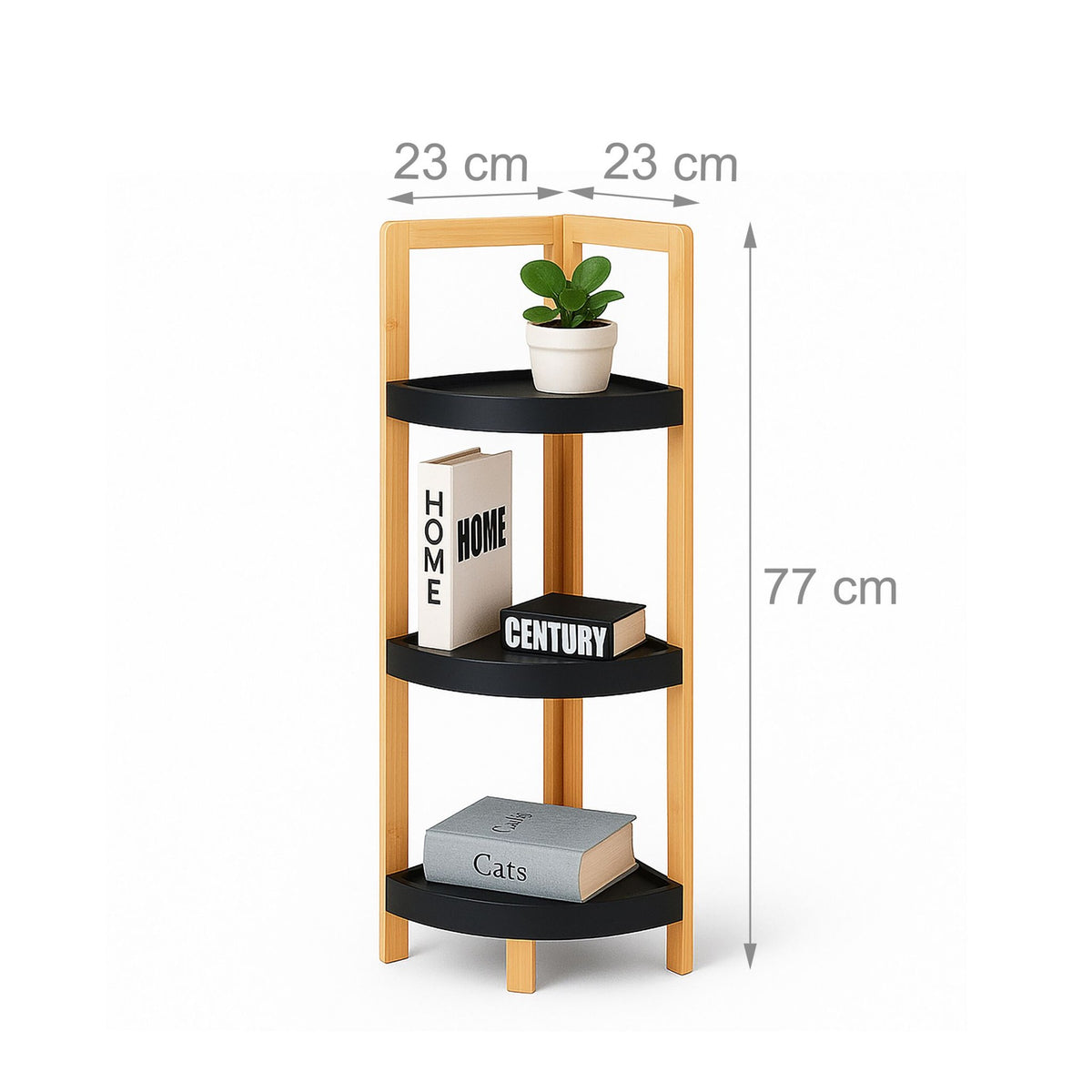 Bamboo Corner Shelf with Racks, Space-Saving Design