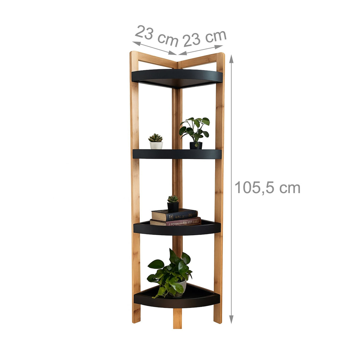 Bamboo Corner Shelf with Racks, Space-Saving Design
