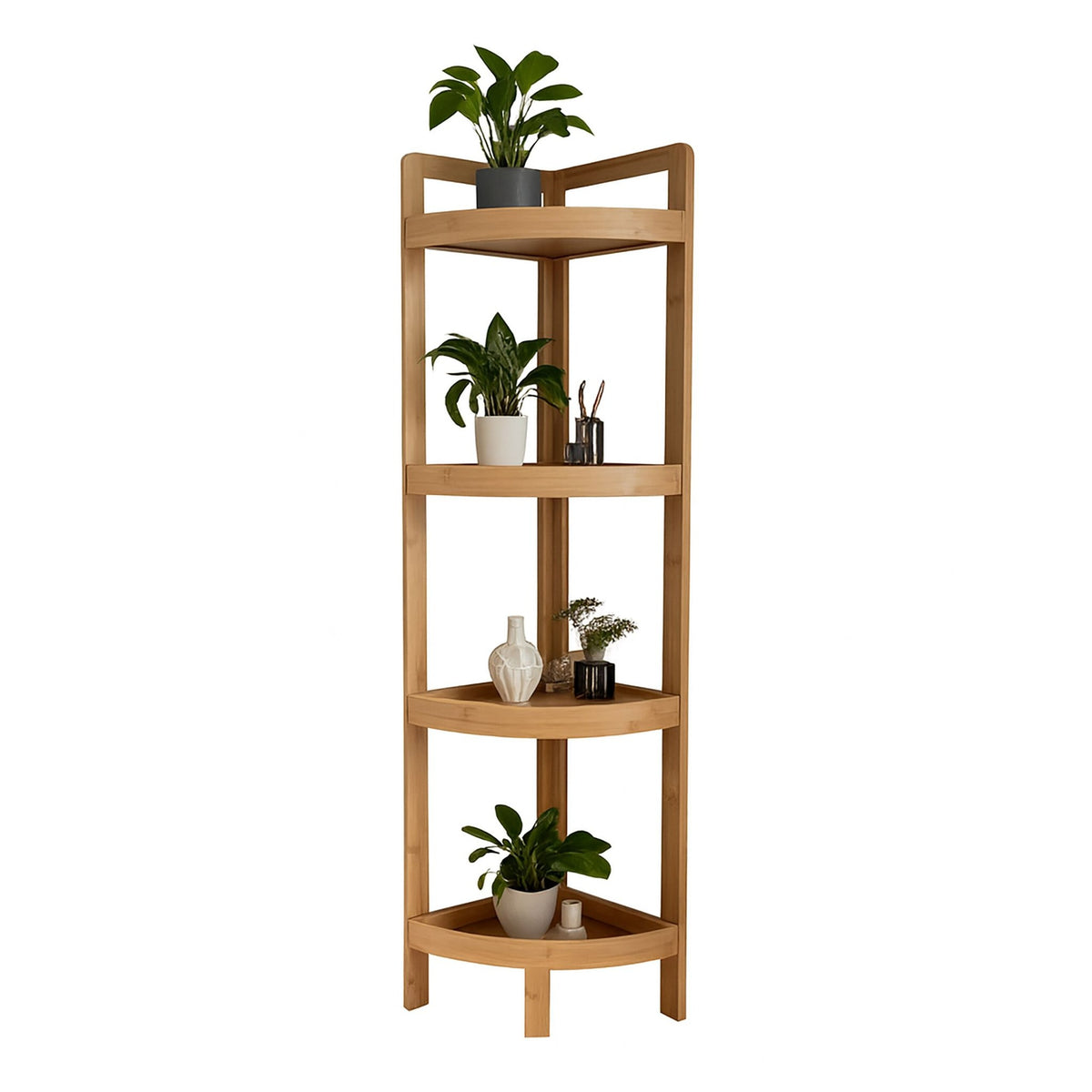 Bamboo Corner Shelf with Racks for Space-Saving Storage