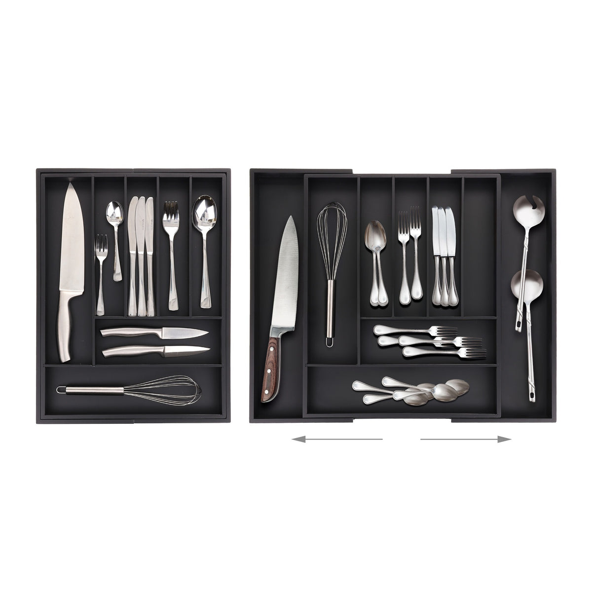 Bamboo Cutlery Tray, Adjustable 7-9 Compartments
