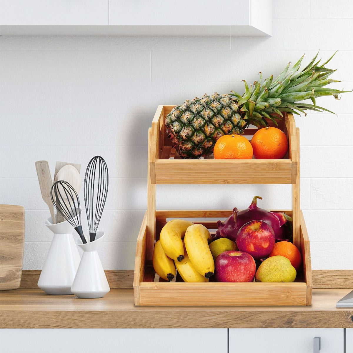 Bamboo Fruit Stand – Tiered Storage for Kitchen & Pantry