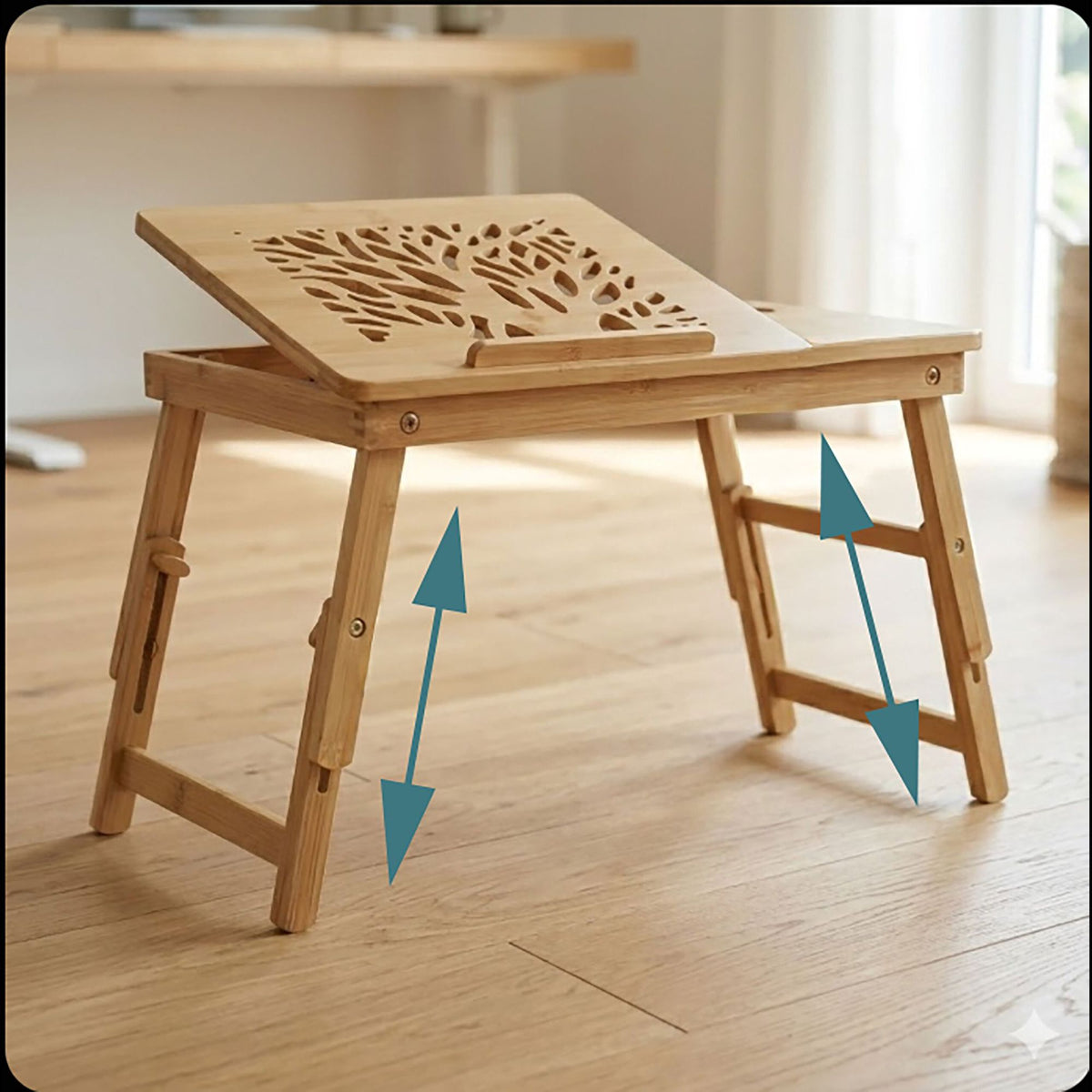 Bamboo Laptop Stand with Adjustable Height and Ventilation