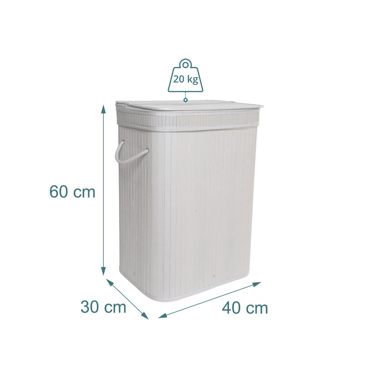 Bamboo Laundry Bin With Lid, Handles and Removable Liner