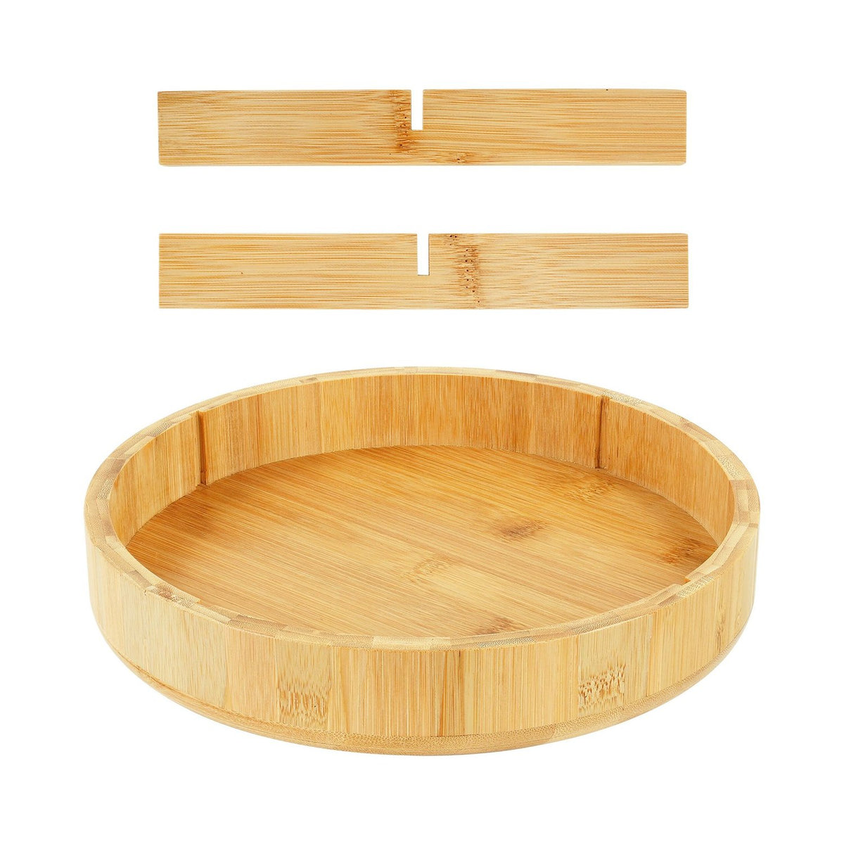 Bamboo Rotating Tray – 4 Compartments, Kitchen & Bath
