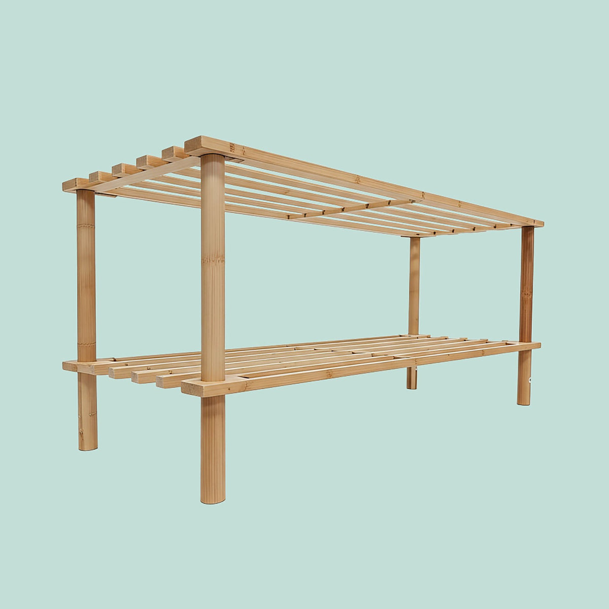 Bamboo Shoe Rack, Space-Saving, Holds 9 Pairs