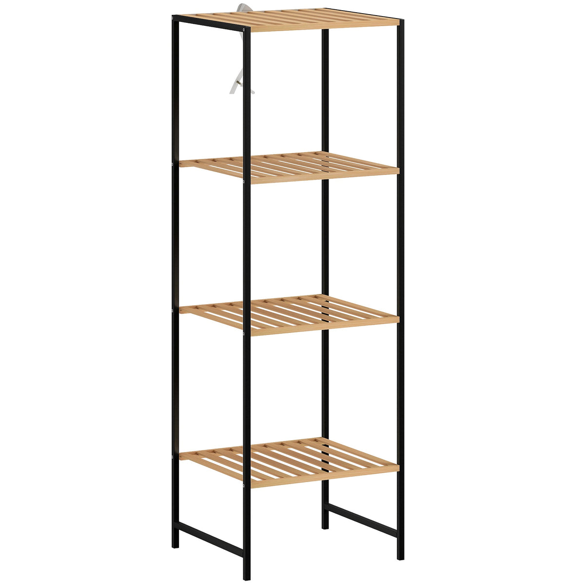 Bamboo Steel Shelf Unit, 4-Tier, 36.5x33x110 cm