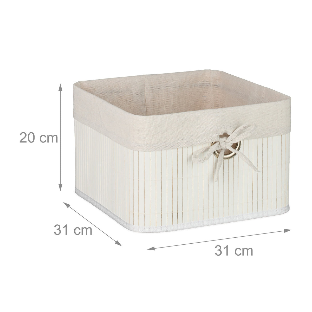 Bamboo Storage Baskets with Fabric Lining, Set of 3