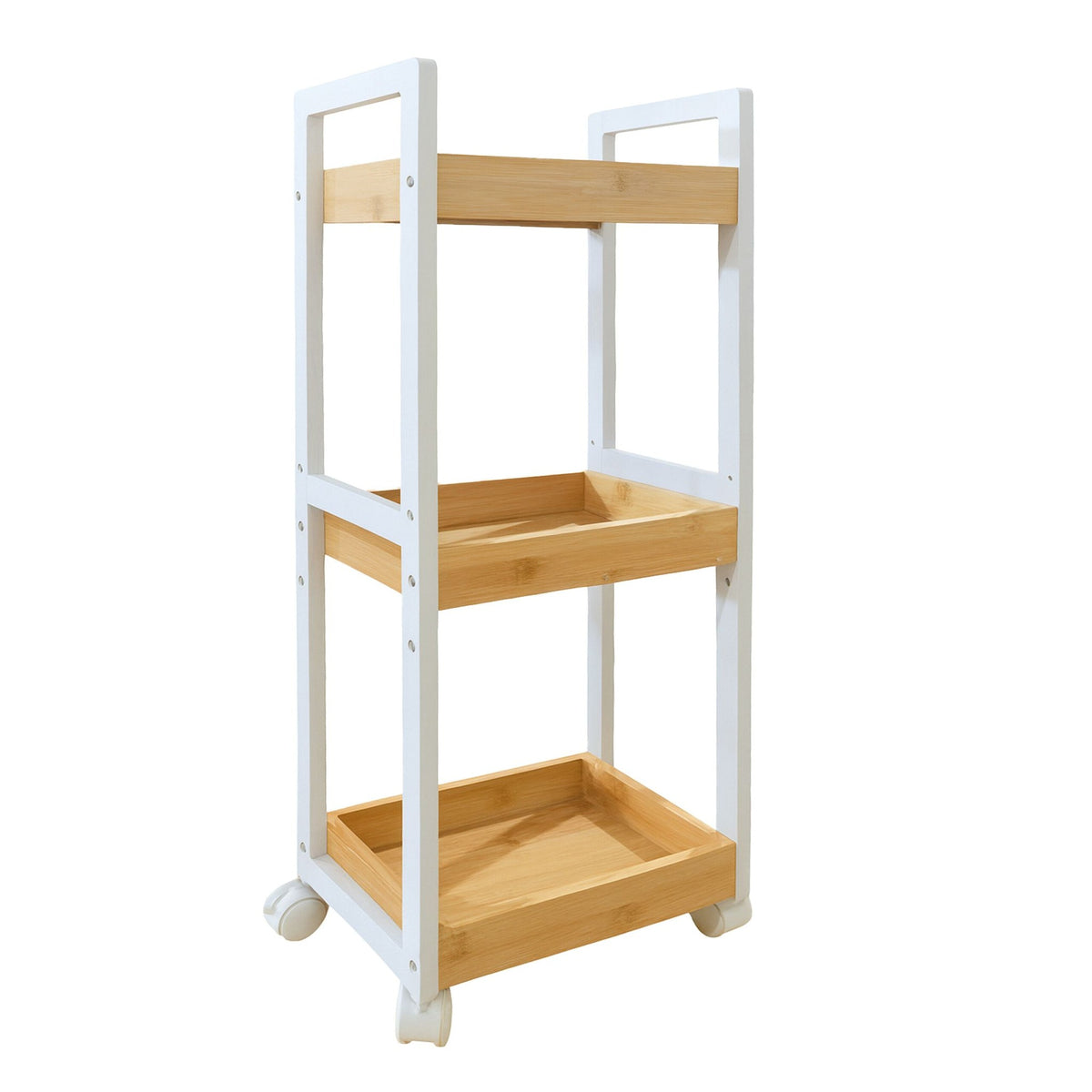 Bamboo Storage Trolley with 3 Adjustable Shelves