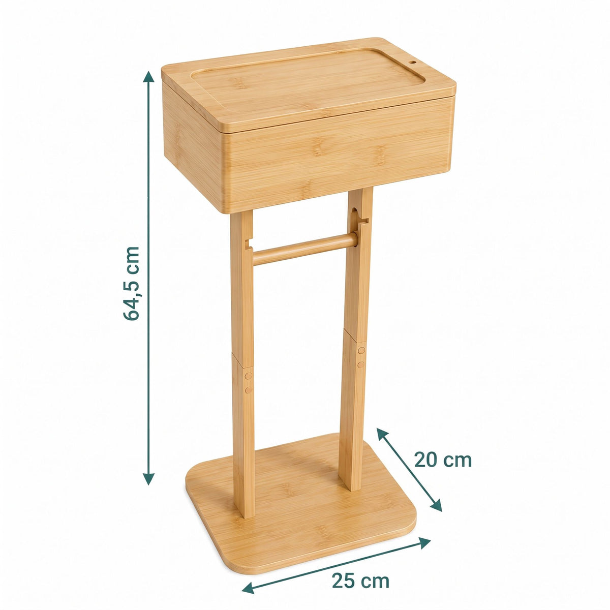 Bamboo Toilet Roll Holder with Storage Shelf and Smartphone Stand