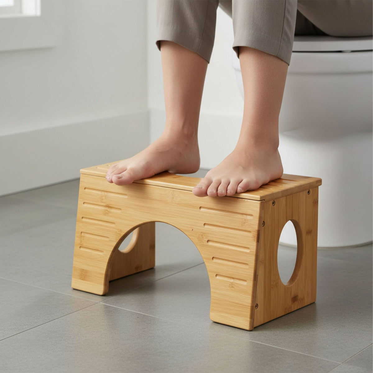 Bamboo Toilet Step Stool – Adjustable Heights