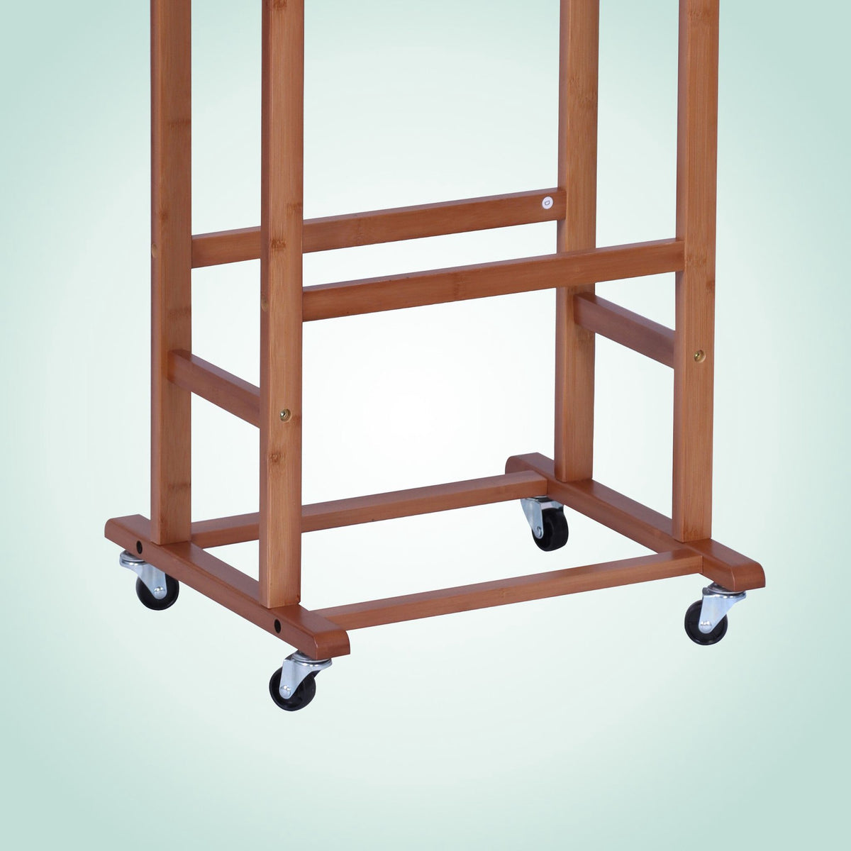Bamboo Valet Stand with Hangers and Castors
