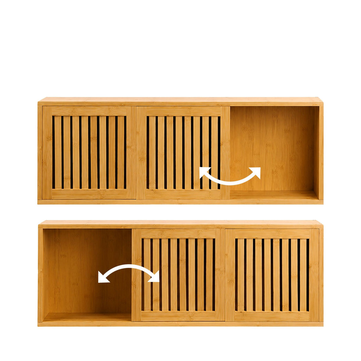 Bamboo Wall Cabinet with Sliding Doors – Natural Finish