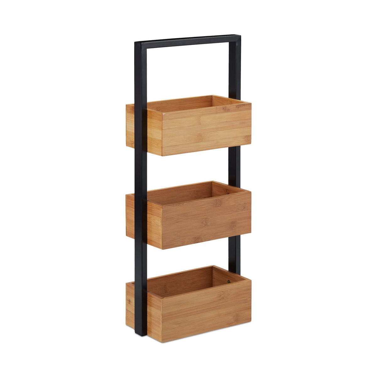 Bamboo bathroom shelf with 3 compartments