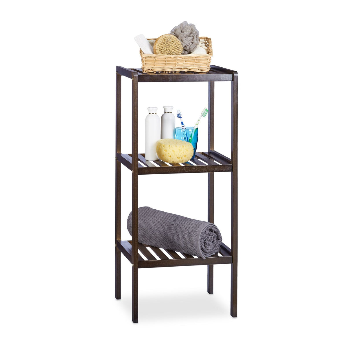 Bamboo bathroom shelf with 3 shelves