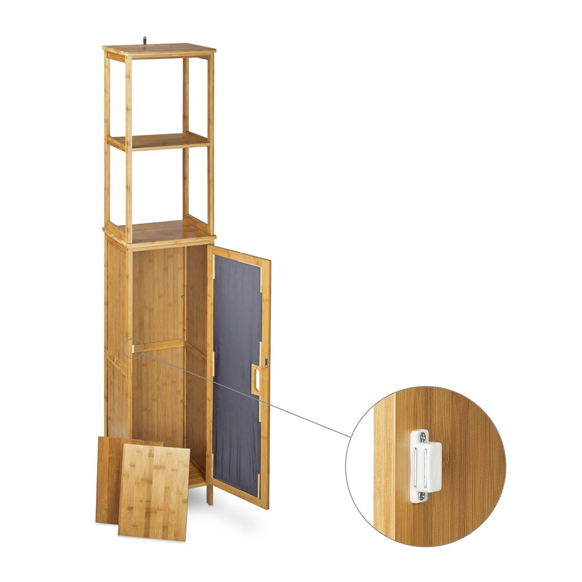 Bamboo bathroom shelf with 5 shelves