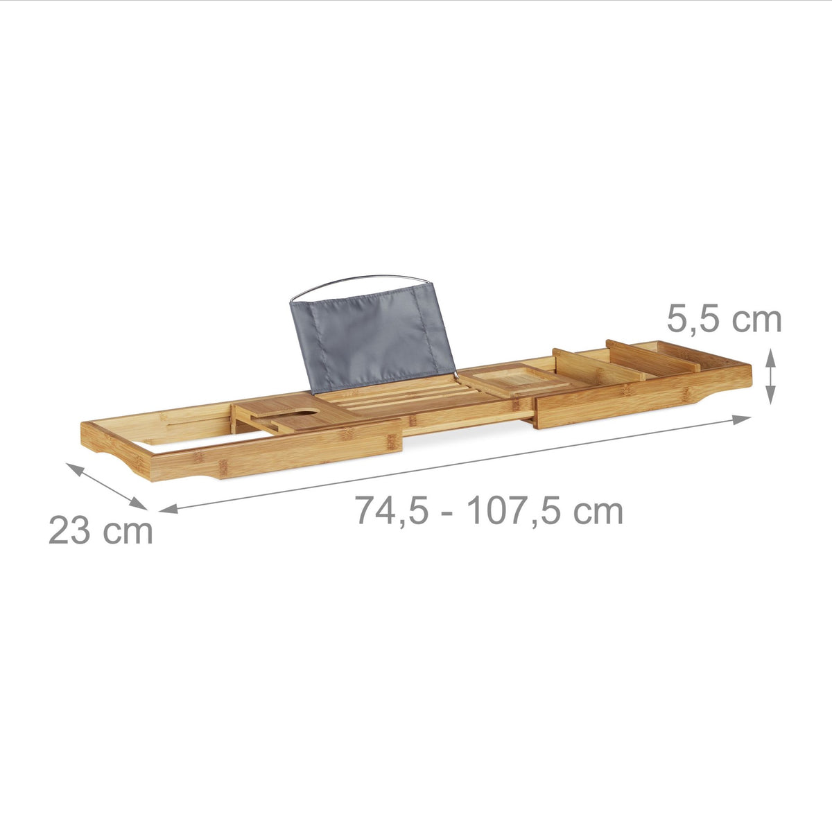 Bamboo bathroom shelf with bookend