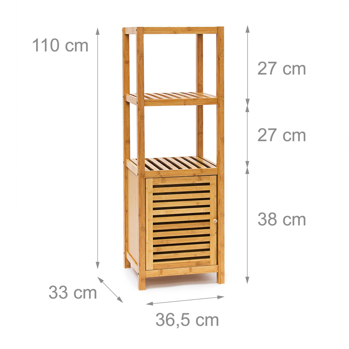 Bamboo bathroom shelf with door