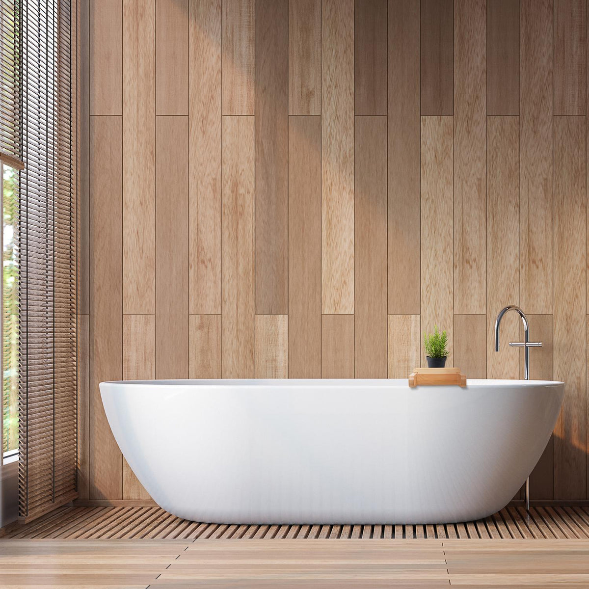 Bamboo bathtub shelf with soap dish