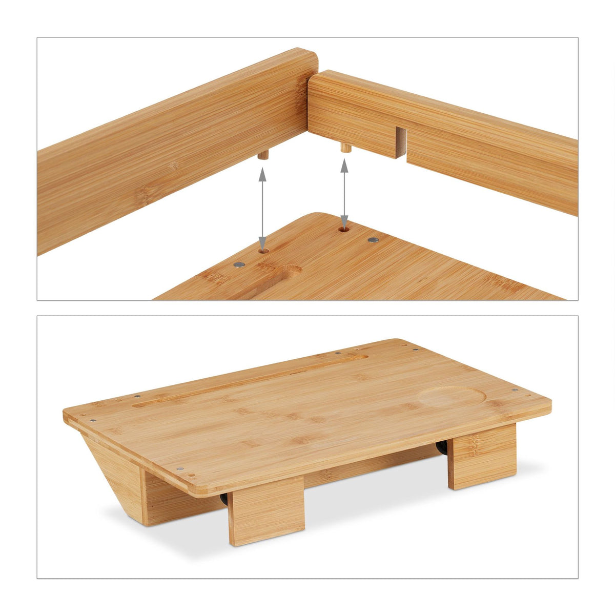 Bamboo bed tray with tablet holder