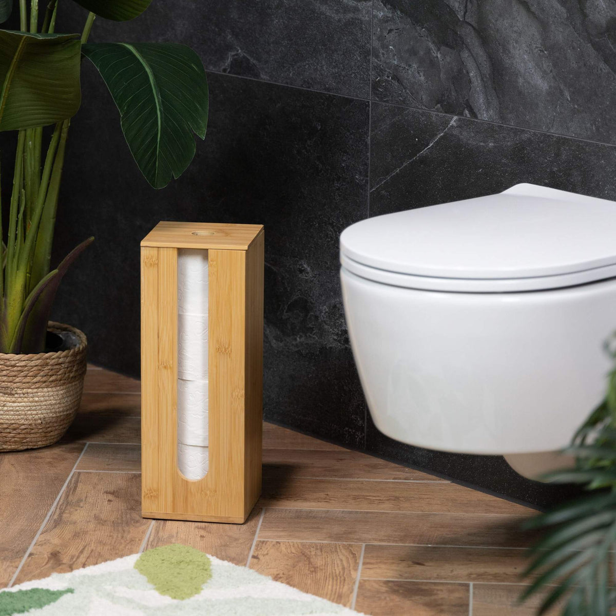 Bamboo holder for toilet rolls