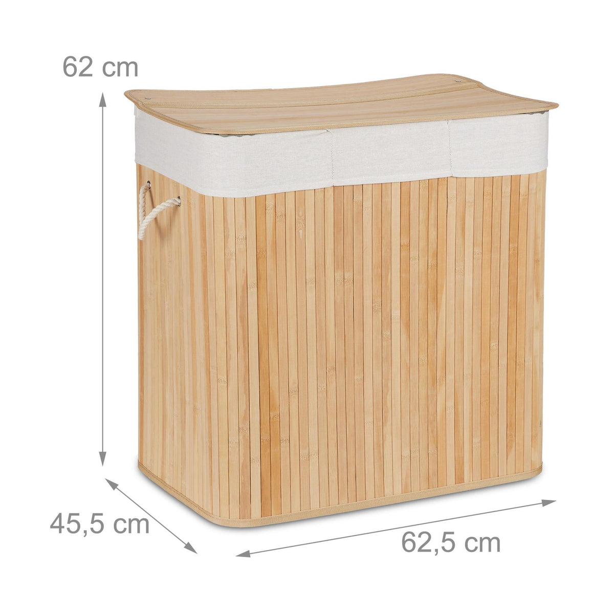 Bamboo laundry basket 3 compartments