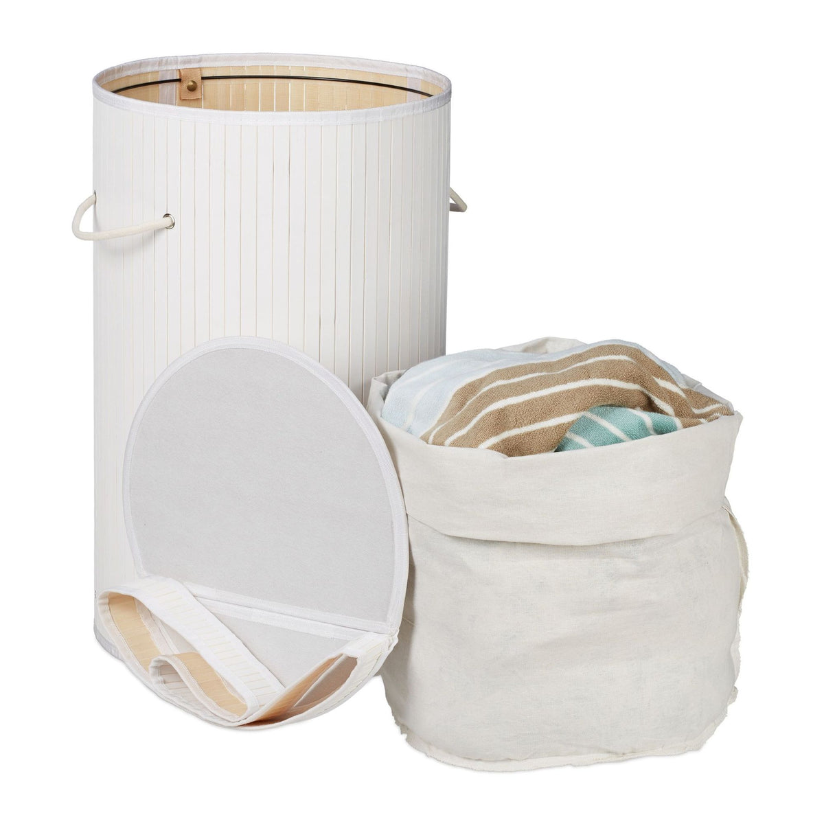 Bamboo laundry basket with lid