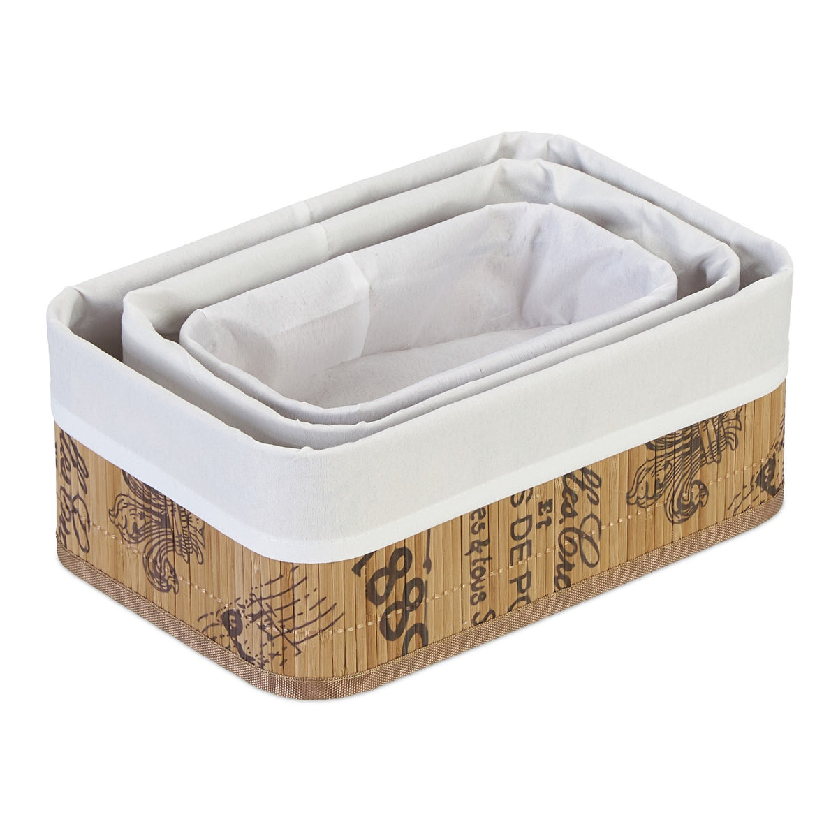 Bamboo storage basket - set of 3