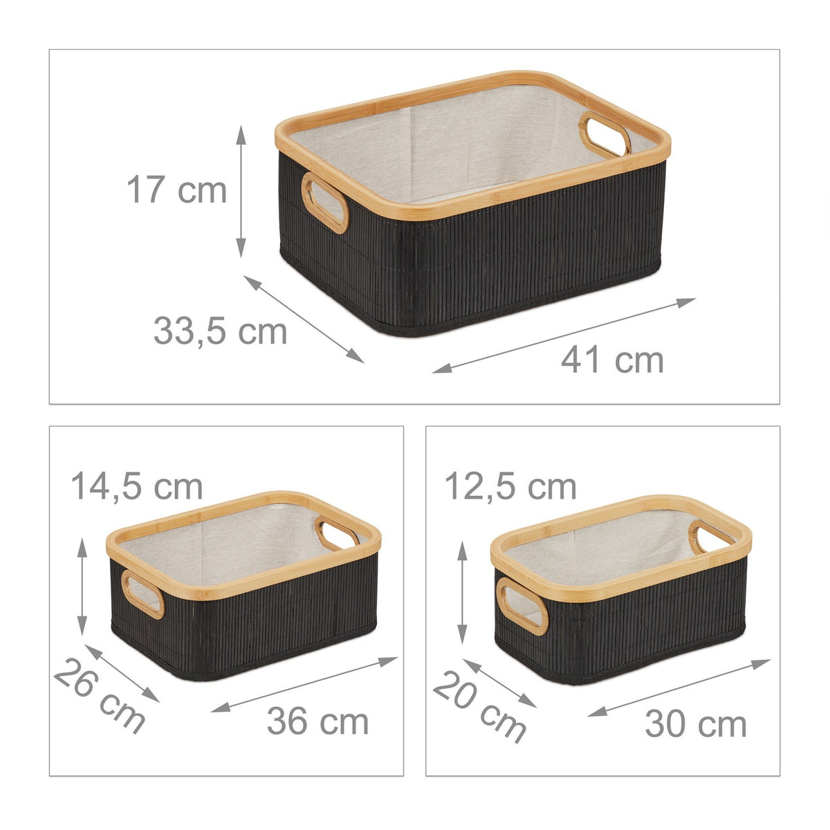 Bamboo storage baskets set of 3